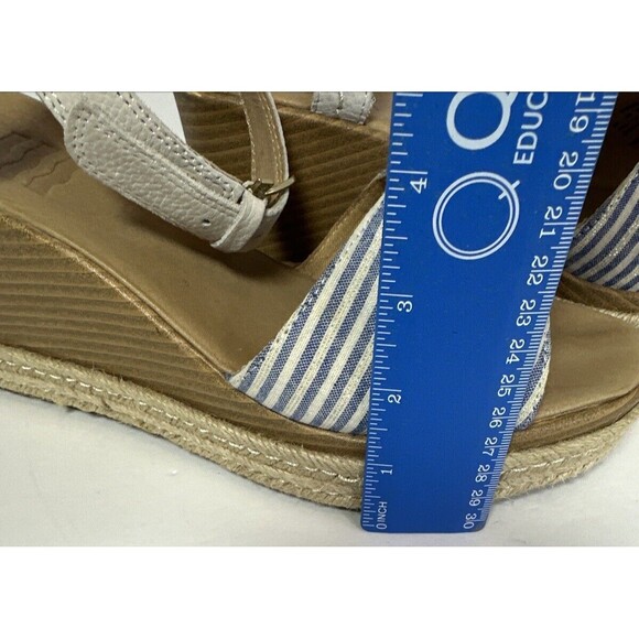 Sperry Top-Sider Fairwater Striped Wedge Sandal  Blue White Size 10 - Picture 6 of 8